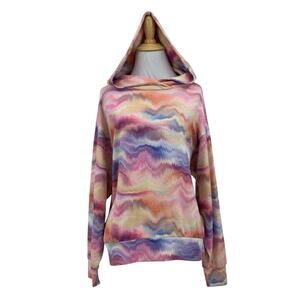 PJ Salvage Sweatshirt Womens M Medium Pastel Waves Sunset Glow Watercolor Hoodie